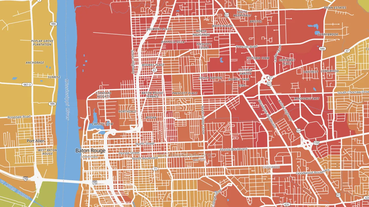 Belfair, Baton Rouge, LA Map of Vehicle Theft Rates