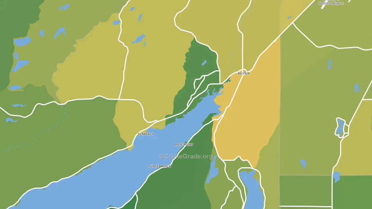 Belfair, WA Map of Vehicle Theft Rates