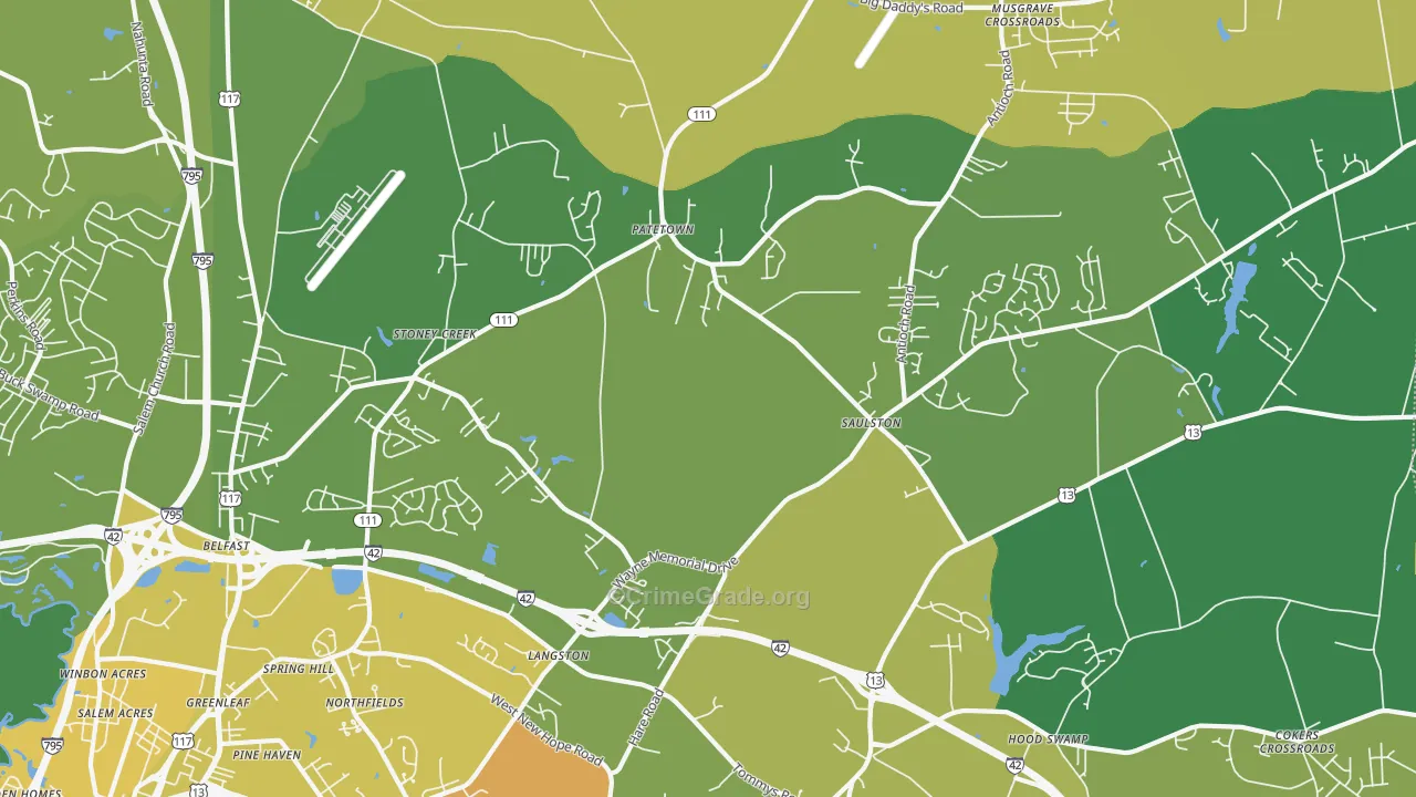 Belfast, NC Map of Vehicle Theft Rates