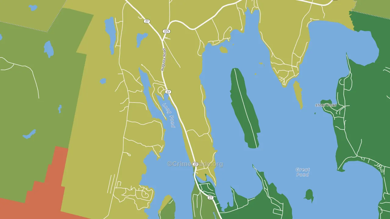 Belgrade Lakes, ME Map of Vehicle Theft Rates