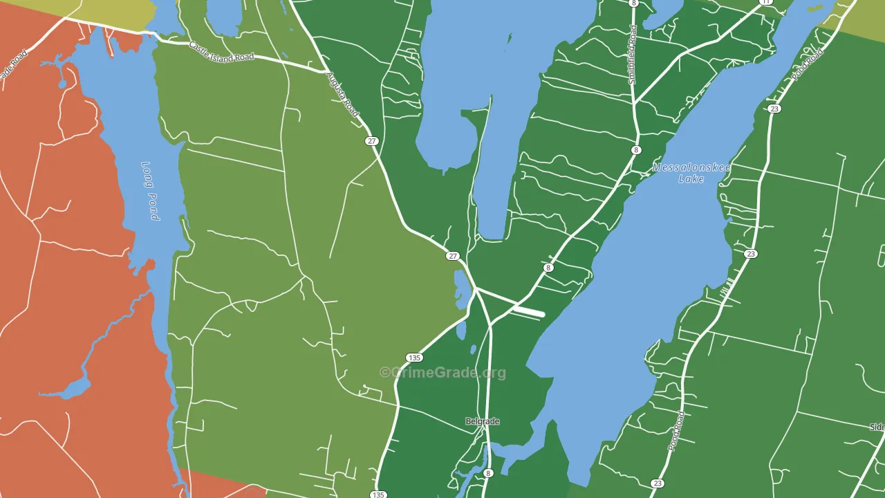 Belgrade, ME Map of Vehicle Theft Rates