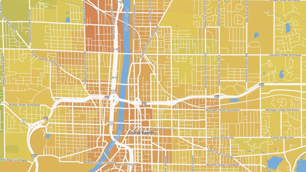 Belknap Lookout, Grand Rapids, MI Map of Vehicle Theft Rates