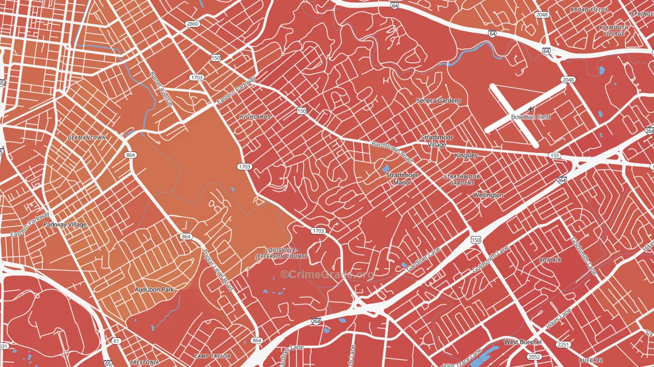 Belknap, Louisville, KY Map of Vehicle Theft Rates