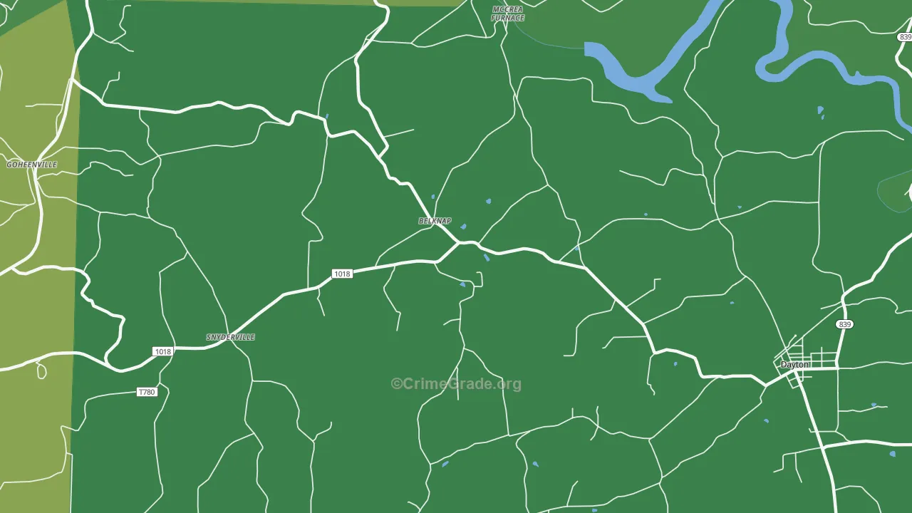 Belknap, PA Map of Vehicle Theft Rates