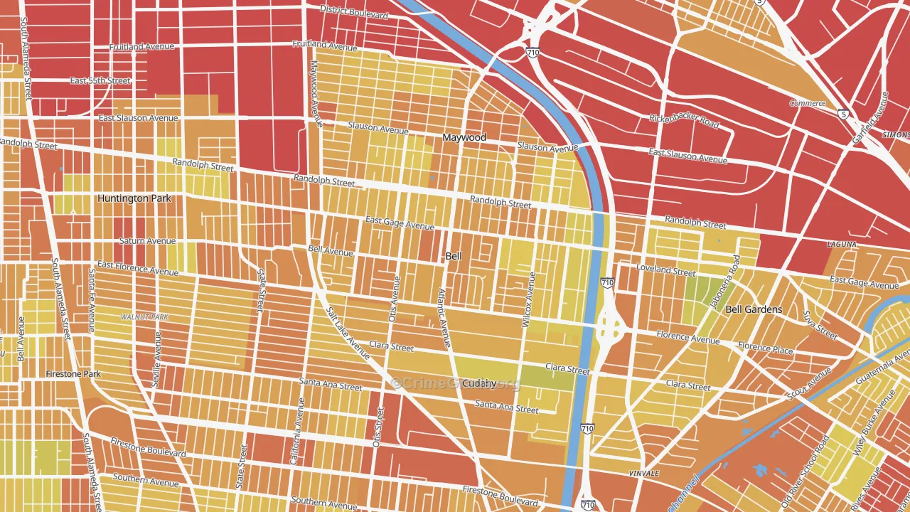 Bell, CA Map of Vehicle Theft Rates