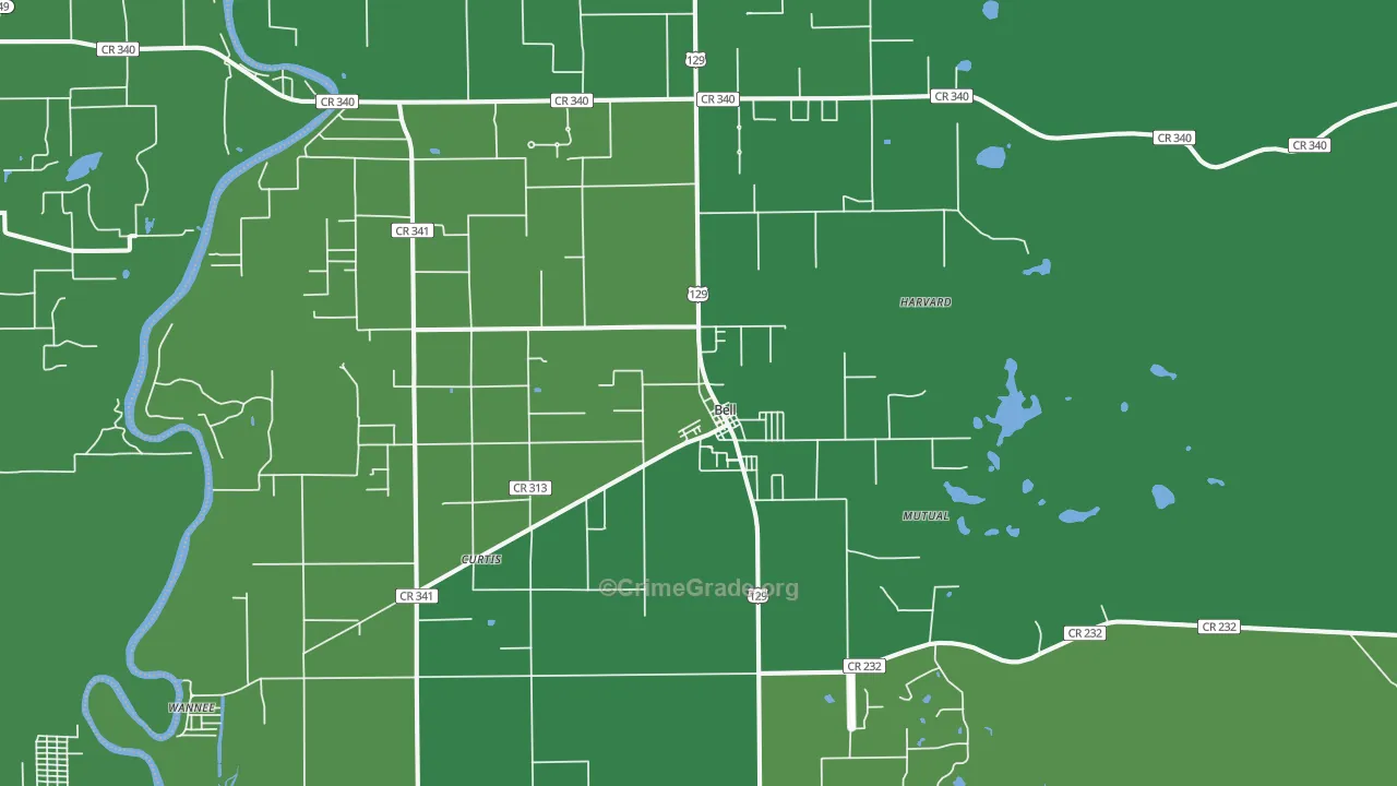 Bell, FL Map of Vehicle Theft Rates