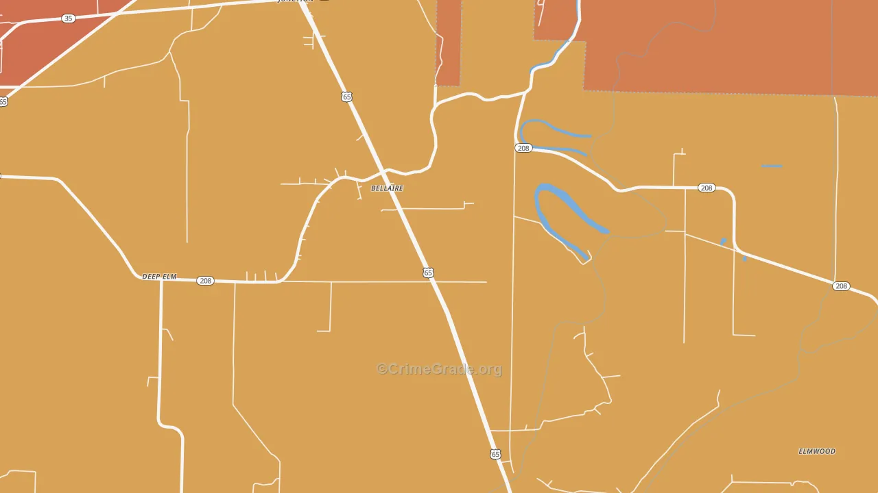 Bellaire, AR Map of Vehicle Theft Rates