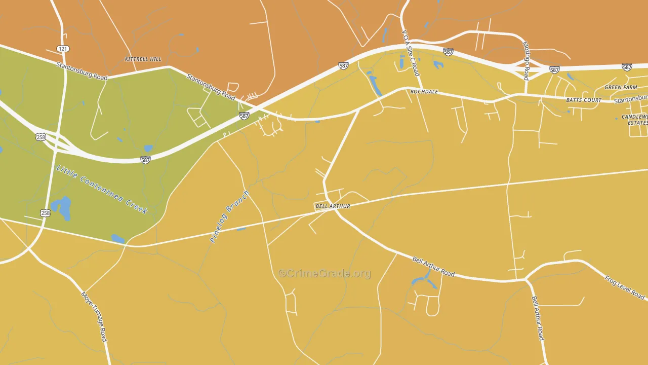 Bellarthur, NC Map of Vehicle Theft Rates