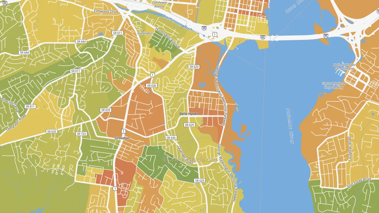 Belle Haven, Belle View, VA Map of Vehicle Theft Rates