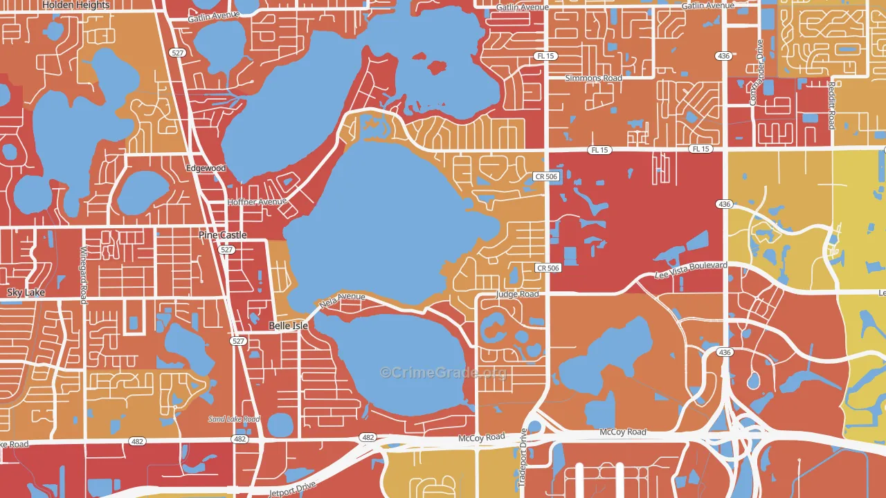 Belle Isle, FL Map of Vehicle Theft Rates