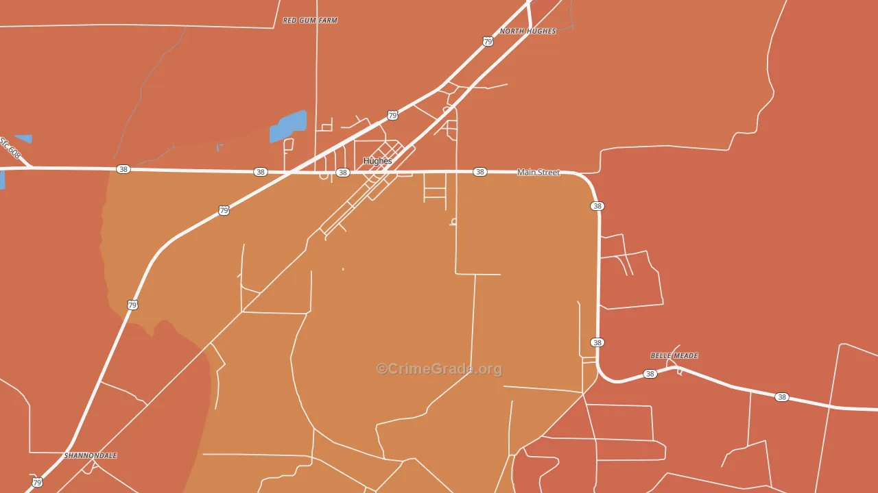 Belle Meade, AR Map of Vehicle Theft Rates