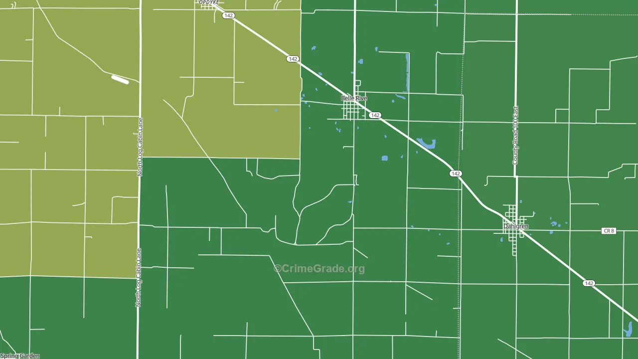 Belle Rive, IL Map of Vehicle Theft Rates
