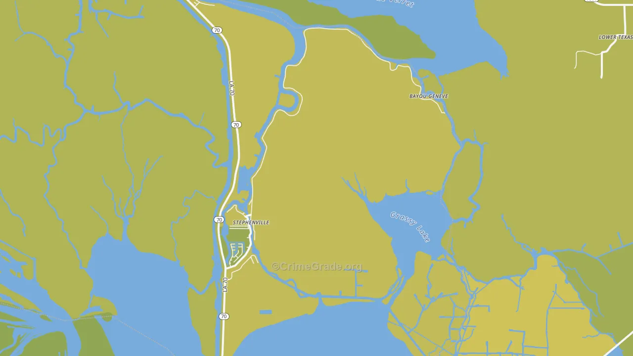 Belle River, LA Map of Vehicle Theft Rates