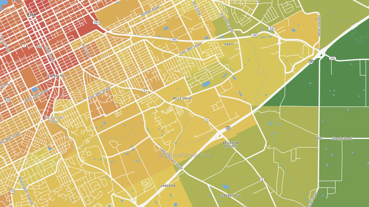 Belle Valley, Erie, PA Map of Vehicle Theft Rates