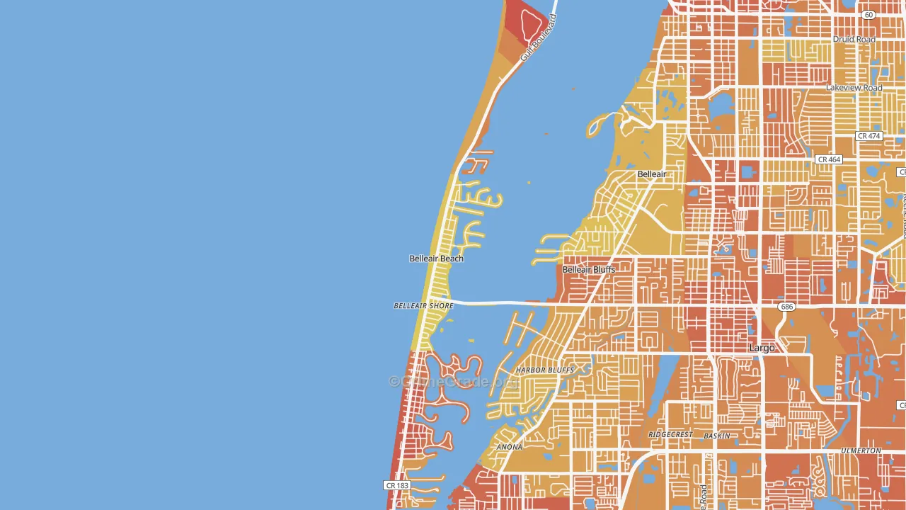 Belleair Beach, FL Map of Vehicle Theft Rates