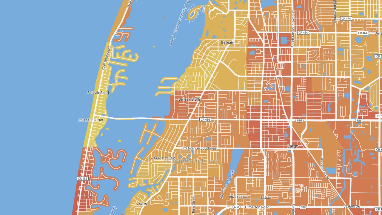 Belleair Bluffs, FL Map of Vehicle Theft Rates