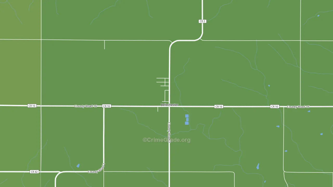 Bellechester, MN Map of Vehicle Theft Rates