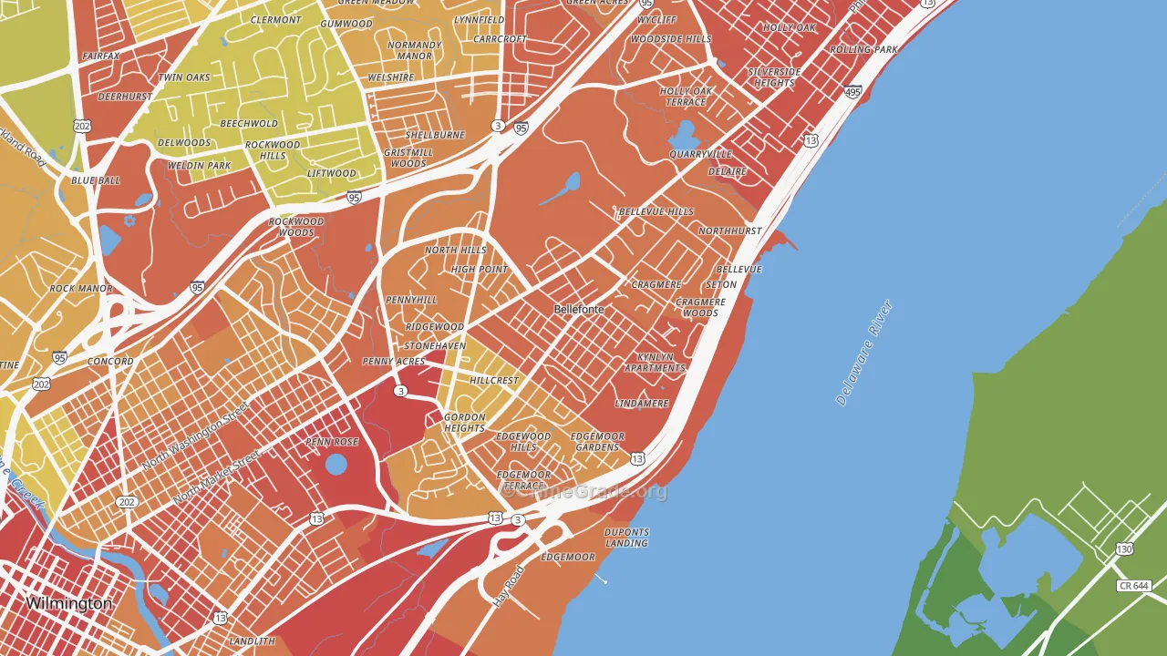 Bellefonte, DE Map of Vehicle Theft Rates