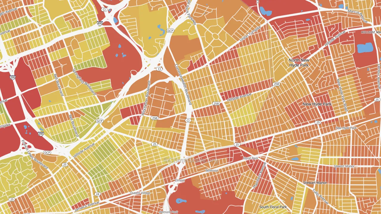 Bellerose, Queens, NY Map of Vehicle Theft Rates