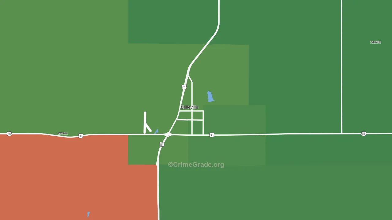 Belleville, KS Map of Vehicle Theft Rates