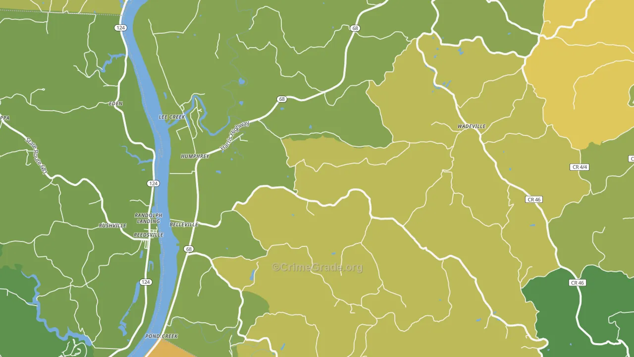 Belleville, WV Map of Vehicle Theft Rates