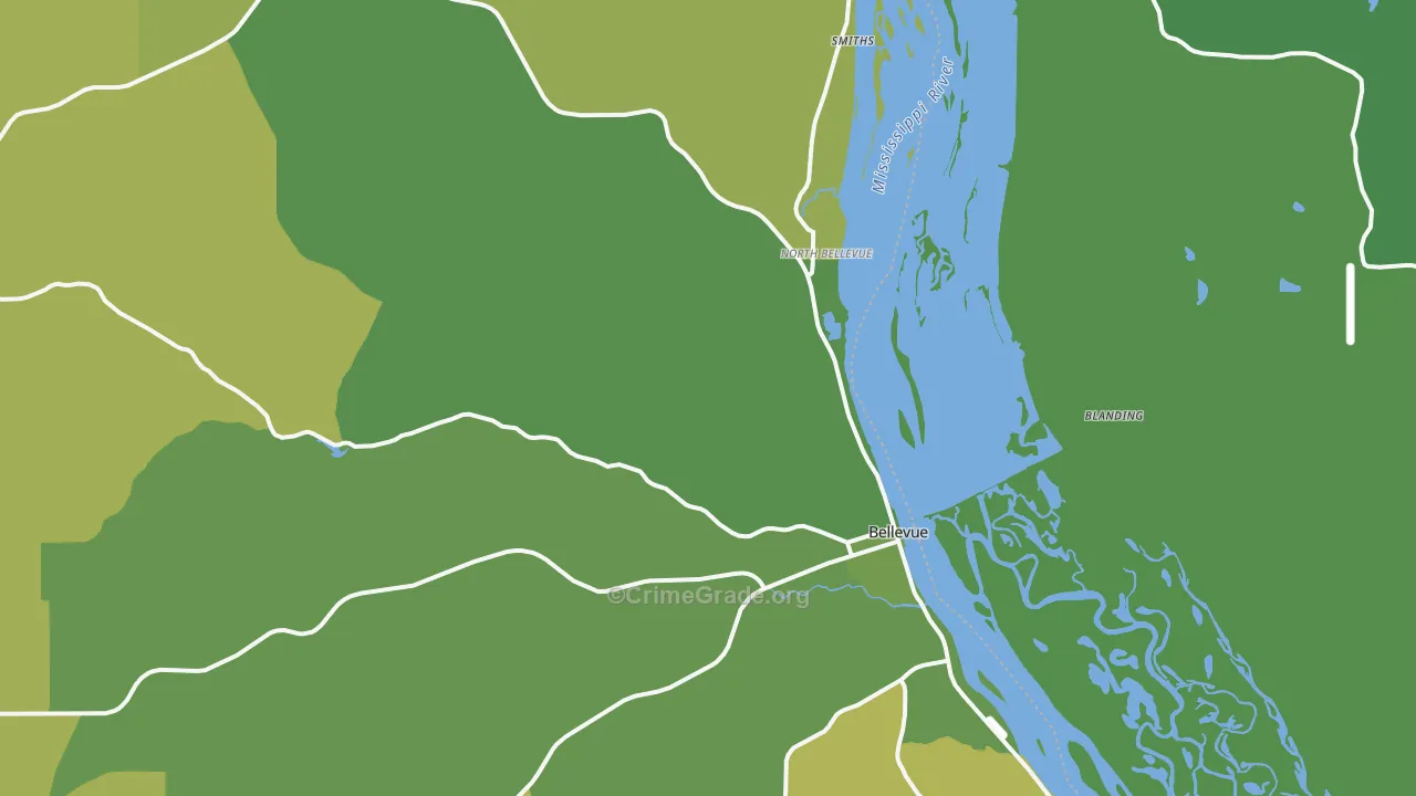 Bellevue, IA Map of Vehicle Theft Rates