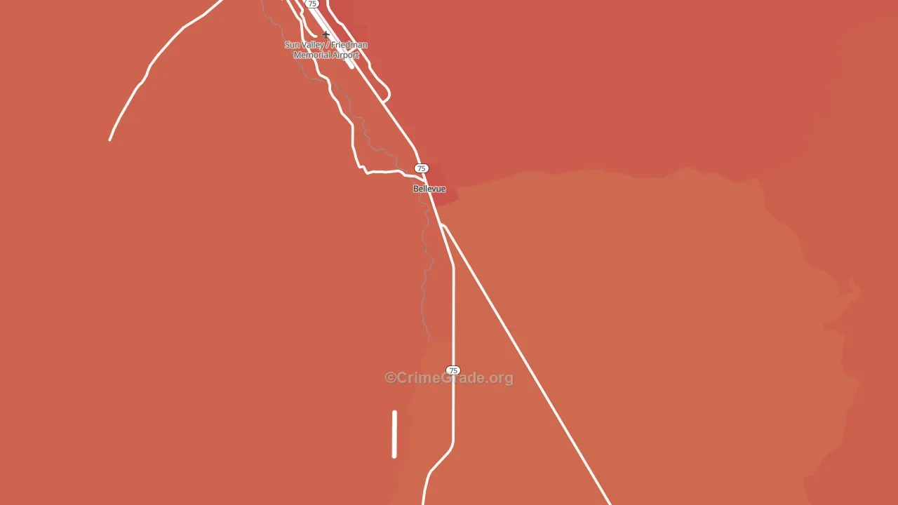 Bellevue, ID Map of Vehicle Theft Rates