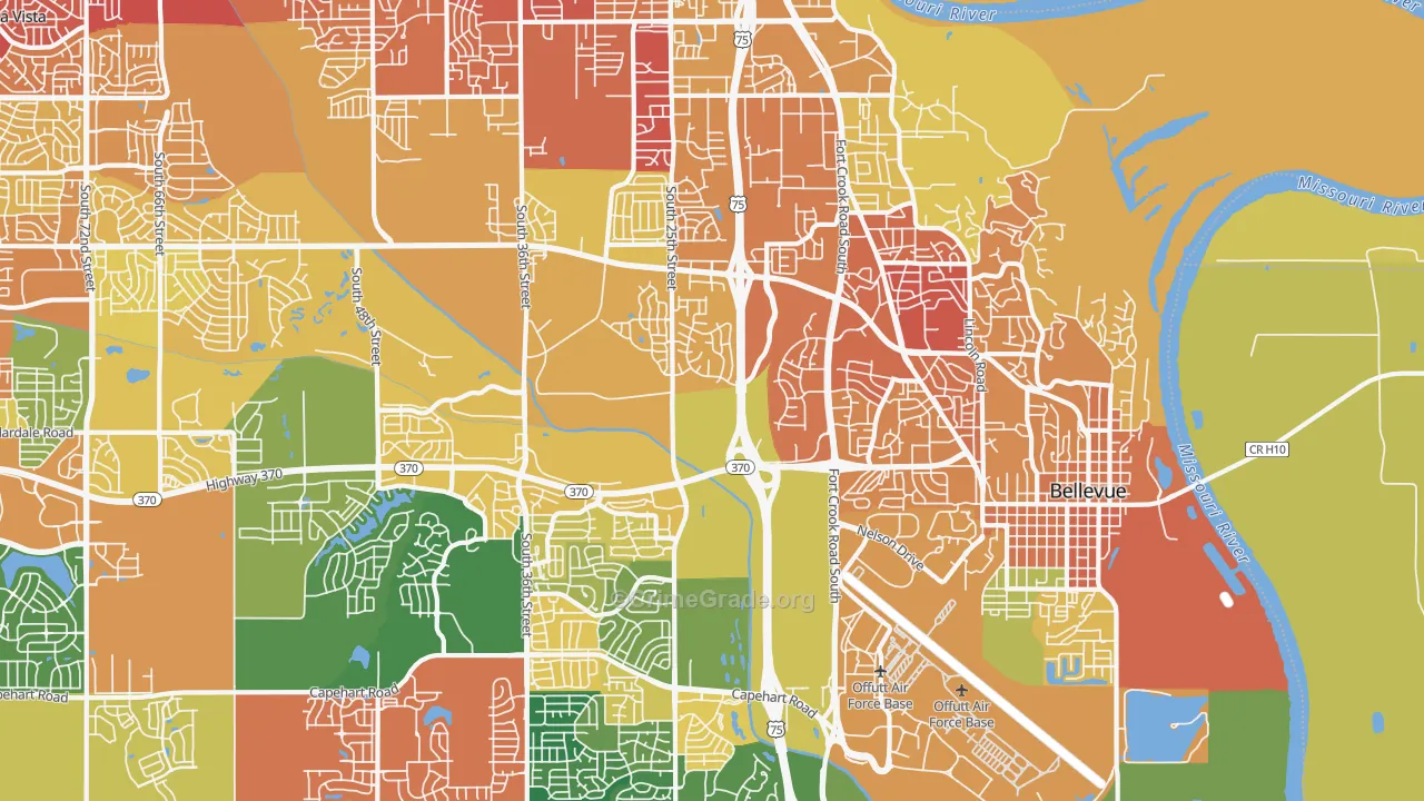 Bellevue, NE Map of Vehicle Theft Rates