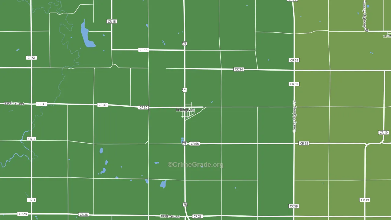 Bellingham, MN Map of Vehicle Theft Rates