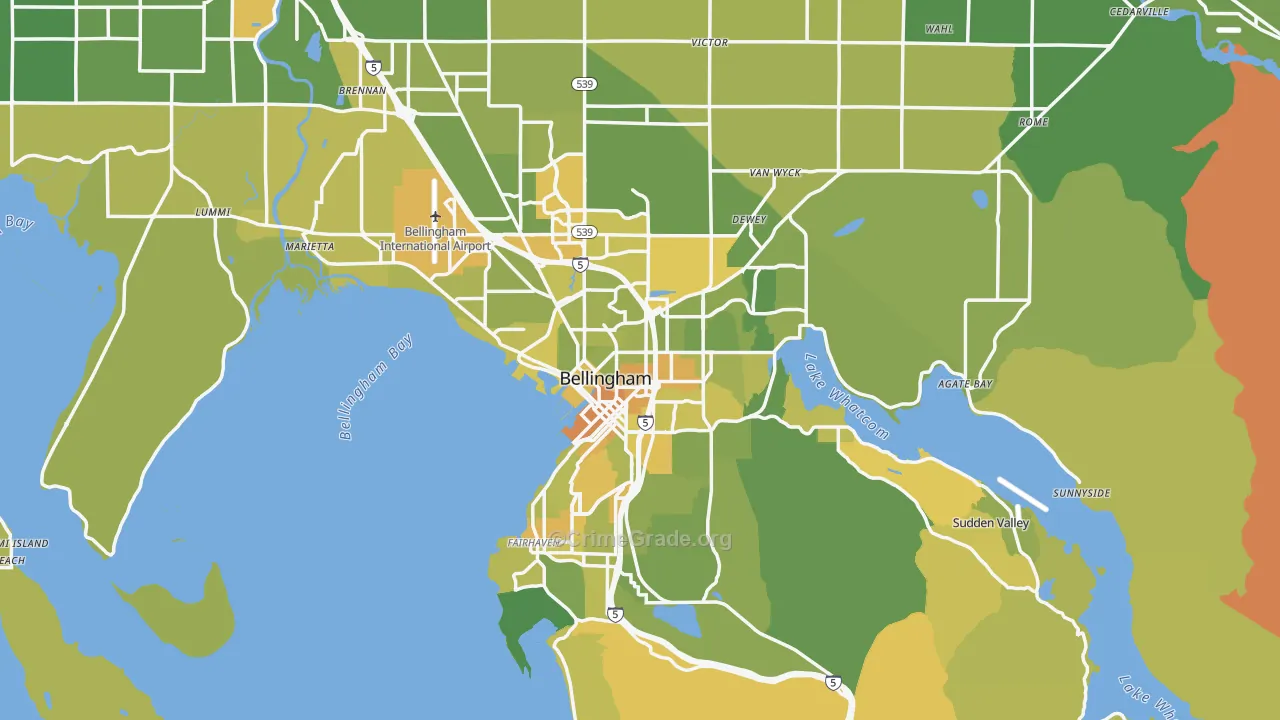 Bellingham, WA Map of Vehicle Theft Rates