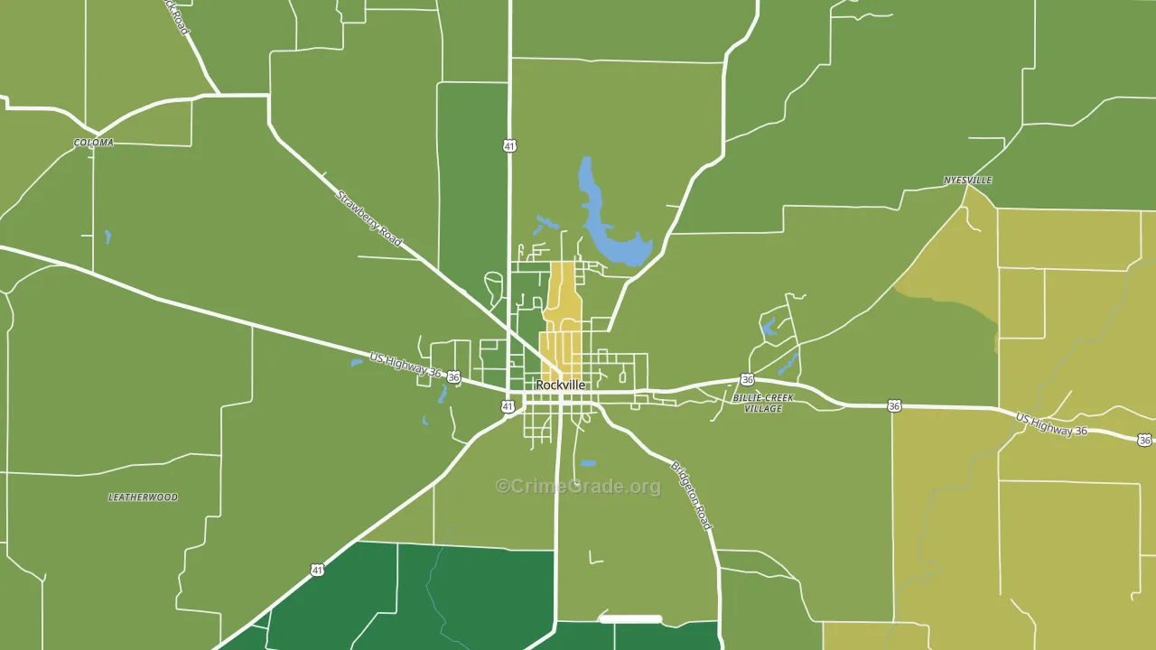 Bellmore, IN Map of Vehicle Theft Rates