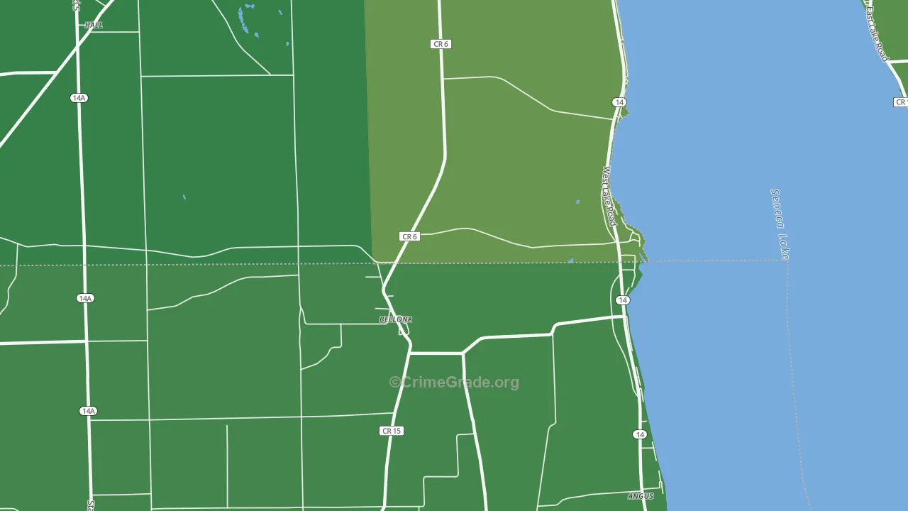 Bellona, NY Map of Vehicle Theft Rates