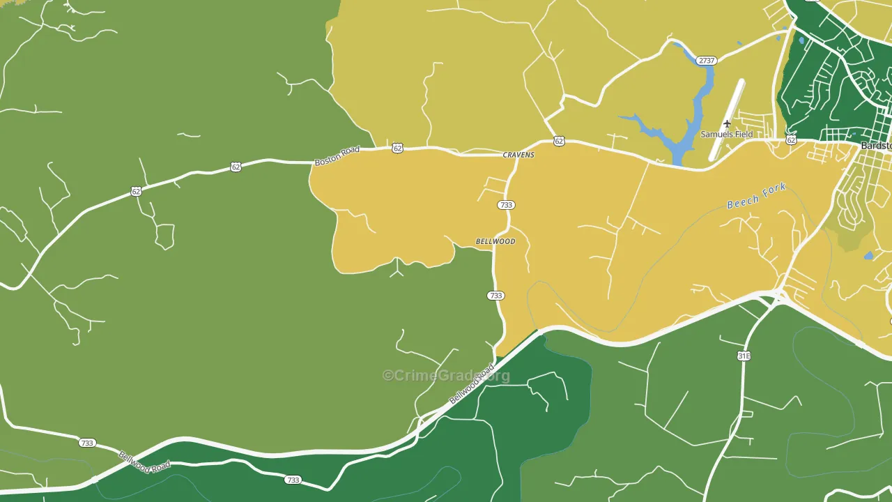 Bellwood, KY Map of Vehicle Theft Rates