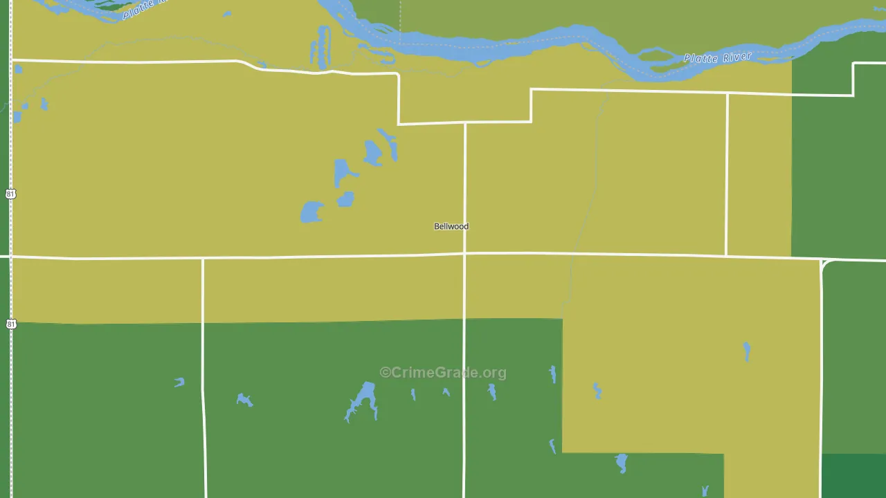 Bellwood, NE Map of Vehicle Theft Rates