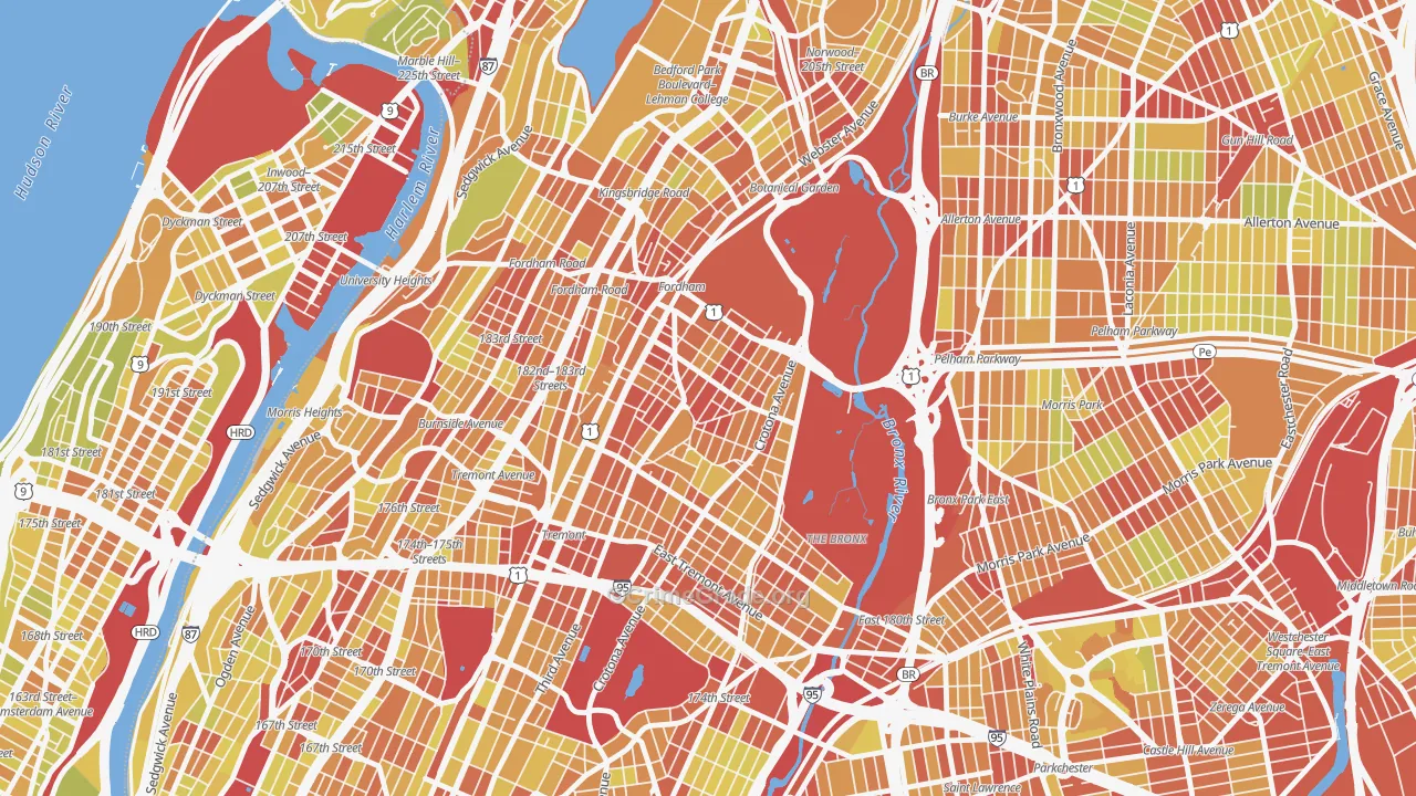 Belmont, Bronx, NY Map of Vehicle Theft Rates