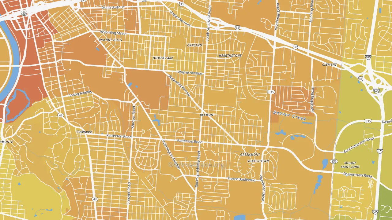 Belmont, Dayton, OH Map of Vehicle Theft Rates
