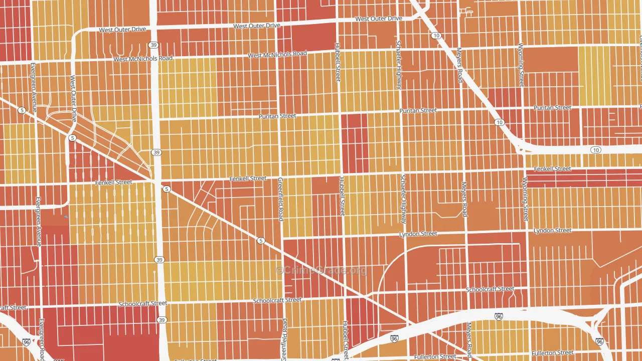Belmont, Detroit, MI Map of Vehicle Theft Rates