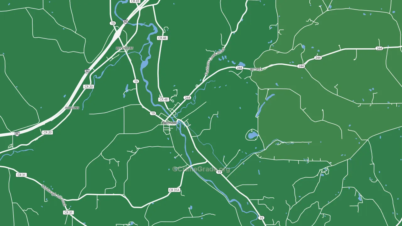 Belmont, NY Map of Vehicle Theft Rates