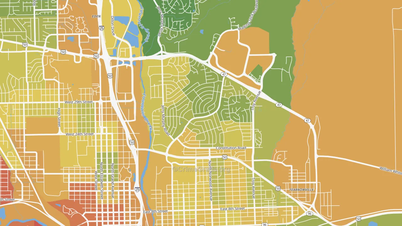 Belmont, Pueblo, CO Map of Vehicle Theft Rates