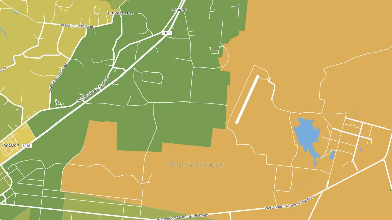 Belmont, TN Map of Vehicle Theft Rates