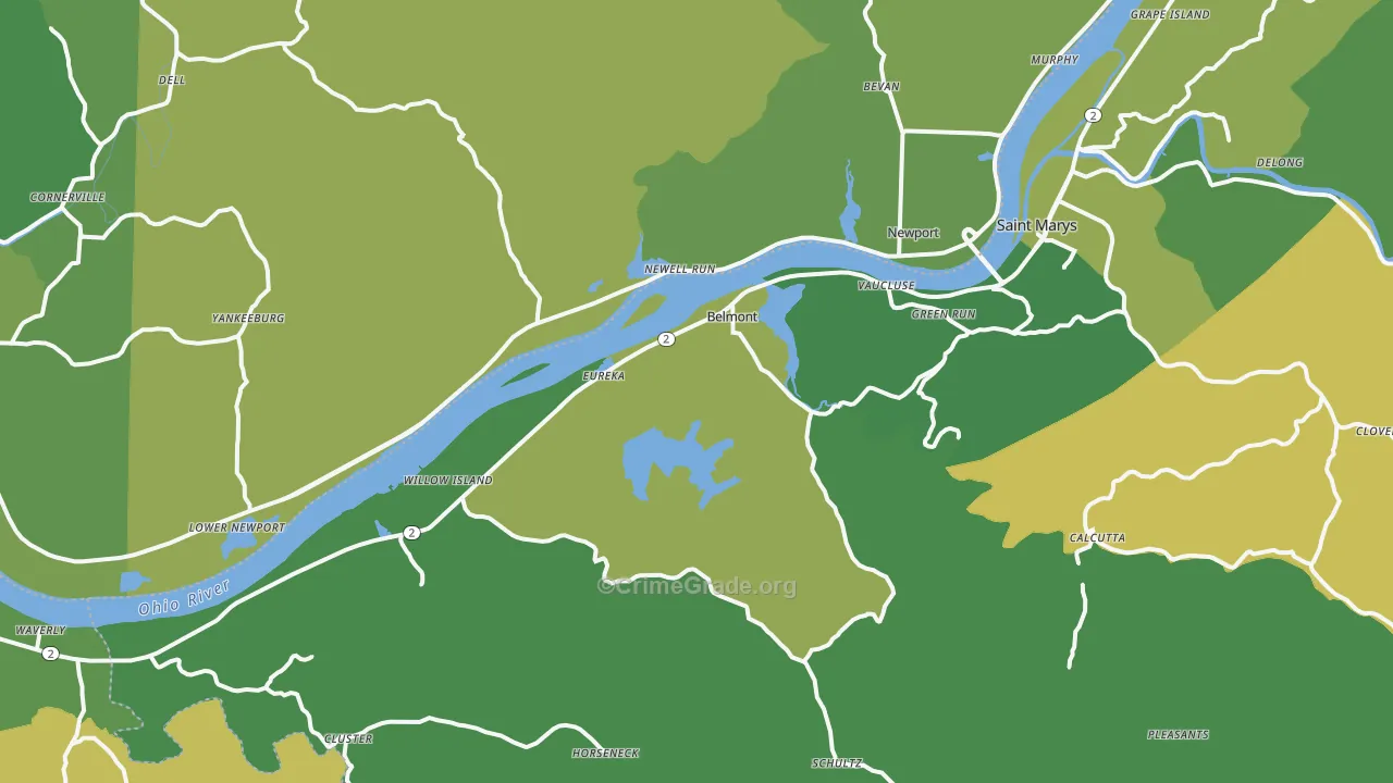 Belmont, WV Map of Vehicle Theft Rates