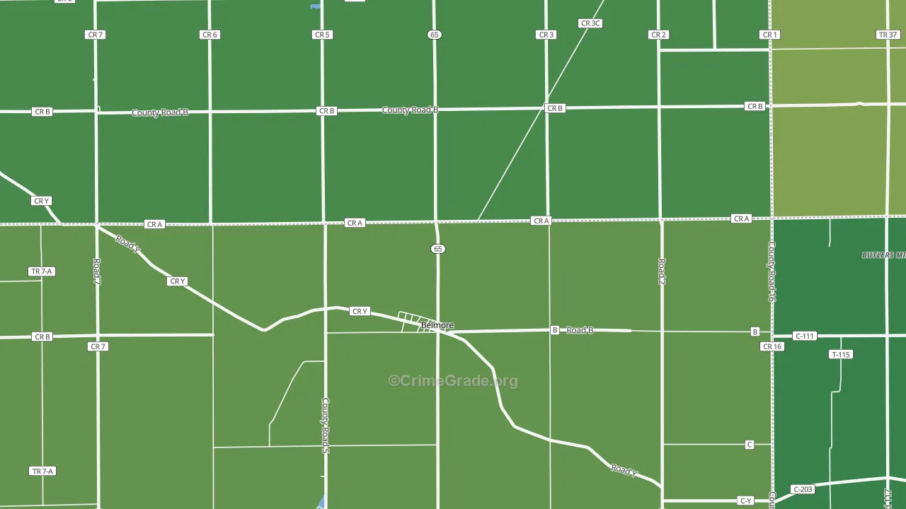 Belmore, OH Map of Vehicle Theft Rates