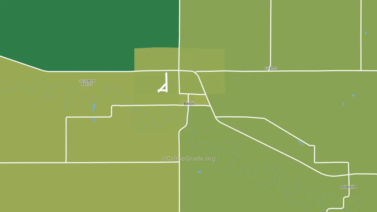 Beloit, KS Map of Vehicle Theft Rates