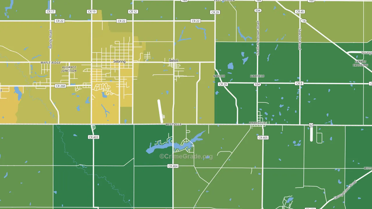 Beloit, OH Map of Vehicle Theft Rates
