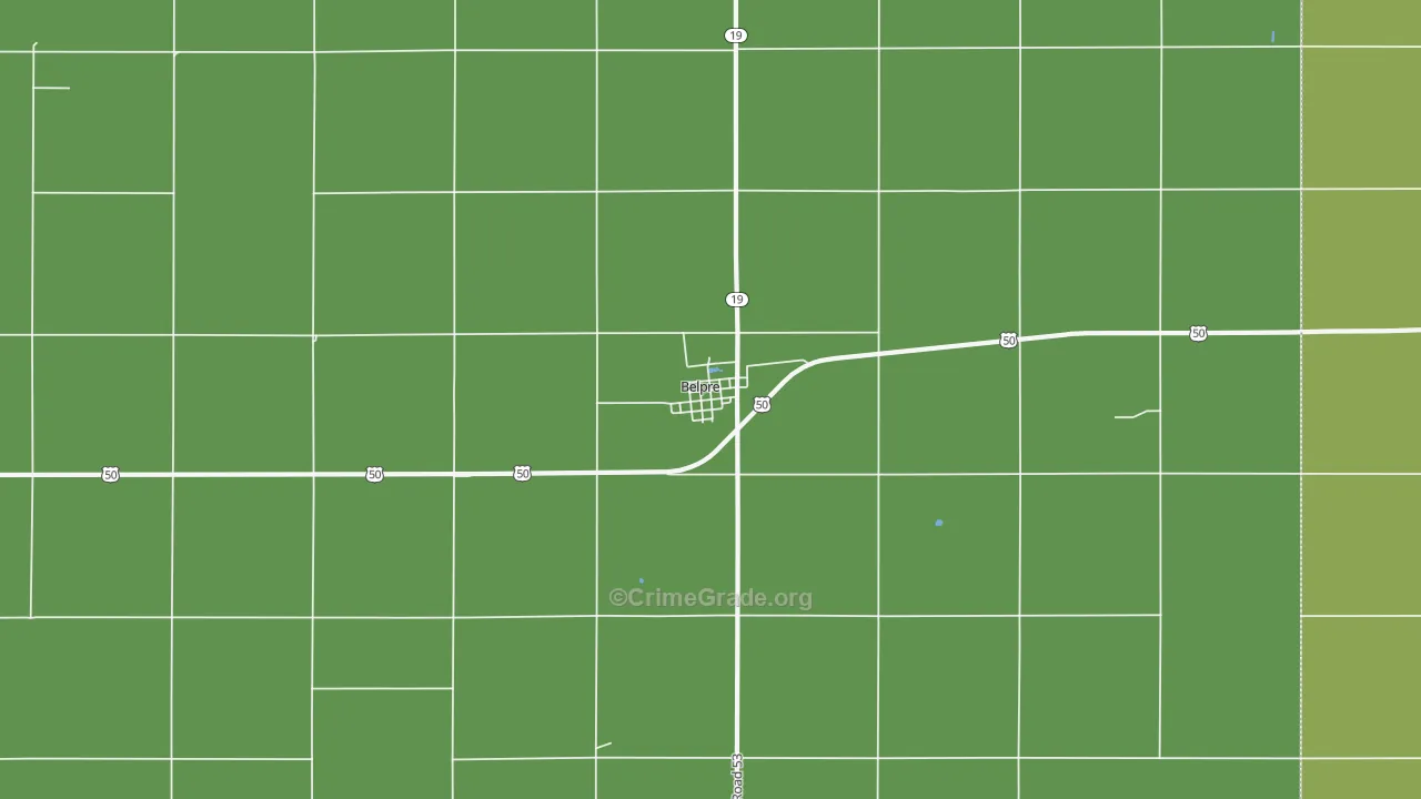 Belpre, KS Map of Vehicle Theft Rates