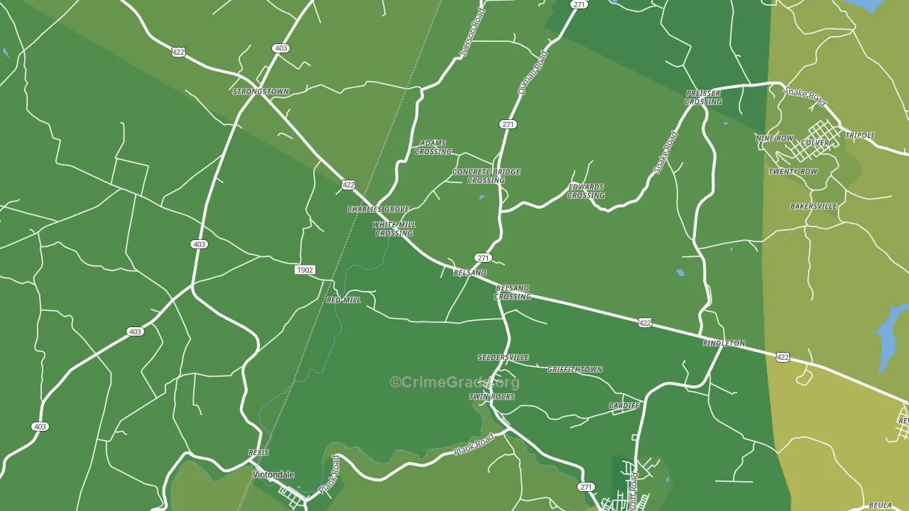 Belsano, PA Map of Vehicle Theft Rates