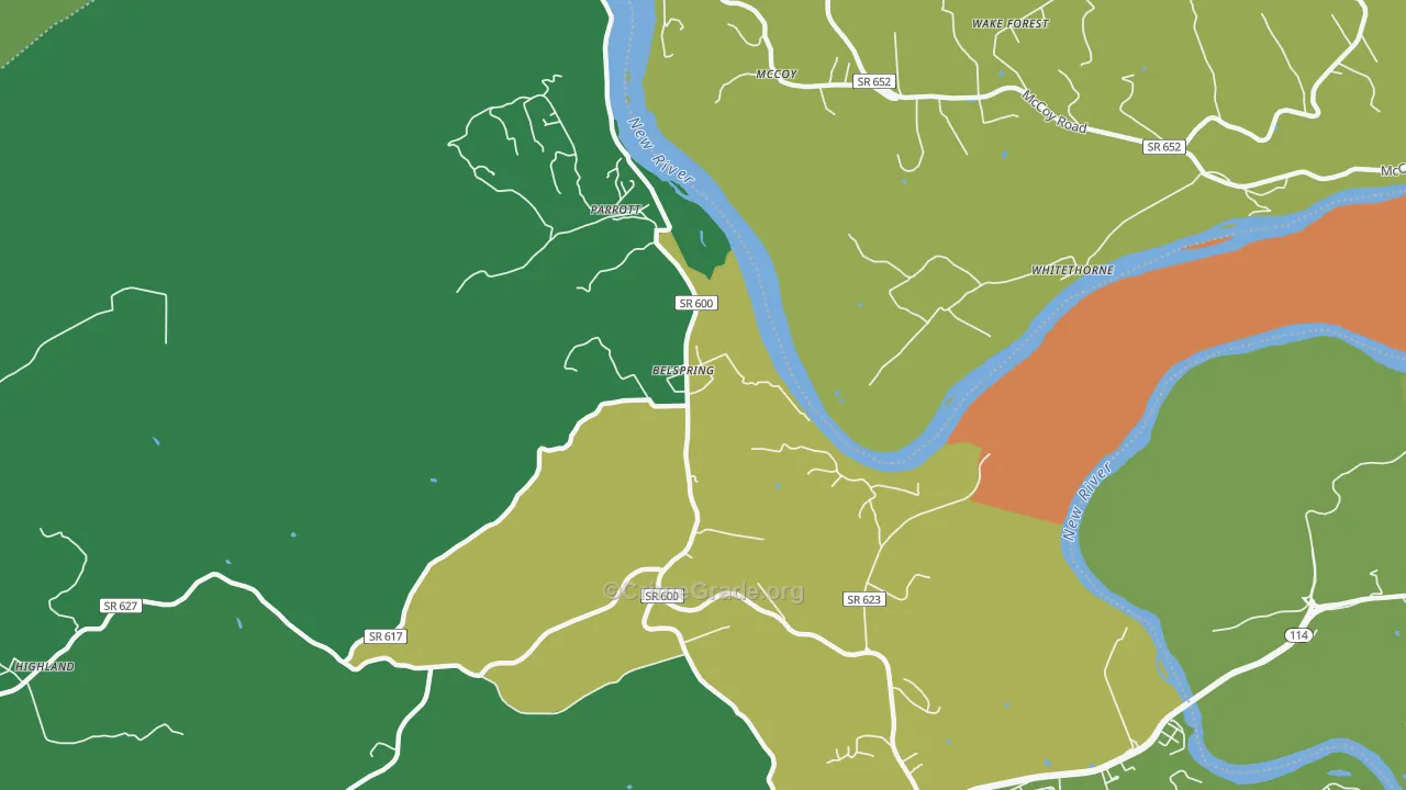 Belspring, VA Map of Vehicle Theft Rates