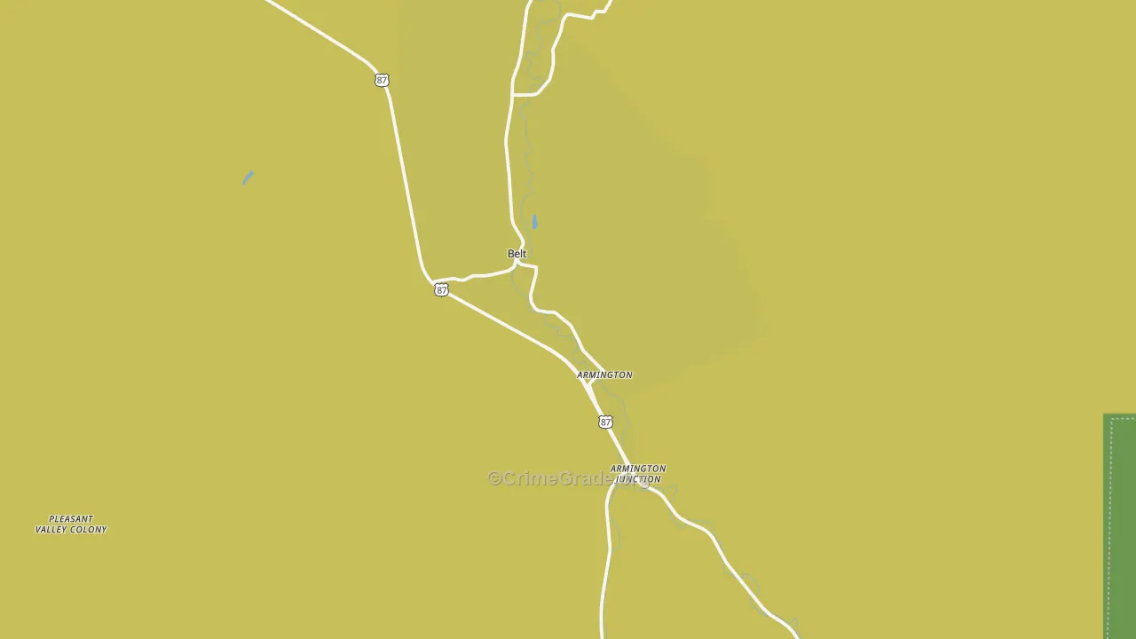 Belt, MT Map of Vehicle Theft Rates