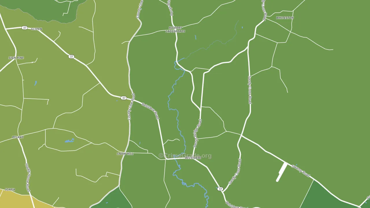Belvidere, NC Map of Vehicle Theft Rates