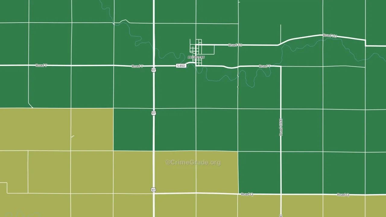 Belvidere, NE Map of Vehicle Theft Rates